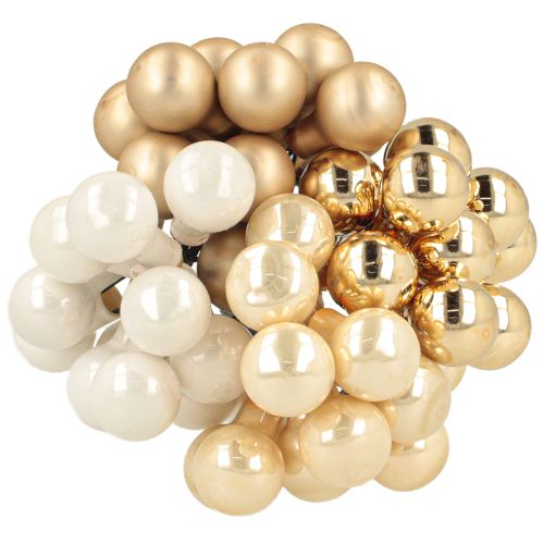 Prodotto Mini palline di Natale su filo oro, crema Ø1,5cm 140 pezzi