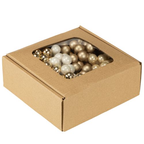Prodotto Mini palline di Natale su filo oro, crema Ø1,5cm 140 pezzi