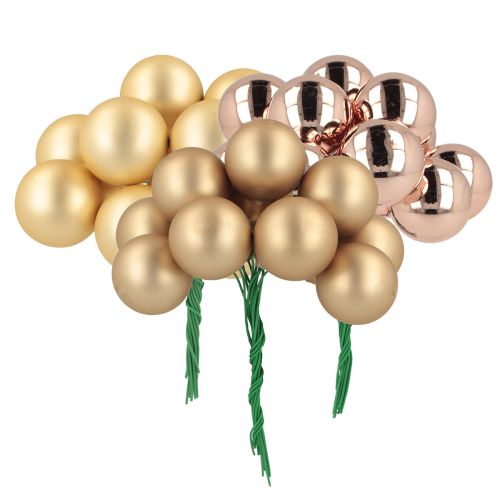 Prodotto Mini palline di Natale su filo di vetro oro rosa Ø25mm 140 pezzi