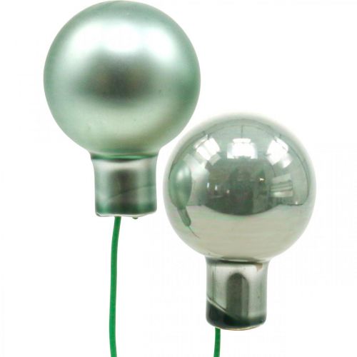 Floristik24 Mini palline di Natale su filo di menta specchio bacche 20mm 140p