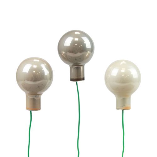 Prodotto Mini palline di Natale su filo vetro crema grigio Ø2cm 140 pz