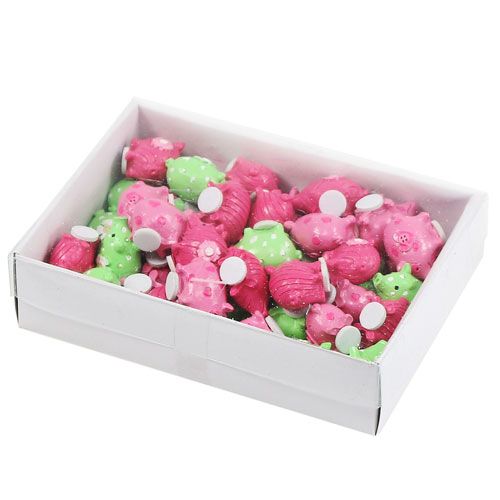 Floristik24 Mini maialini fortunati colorati 2,5 cm 45 pezzi