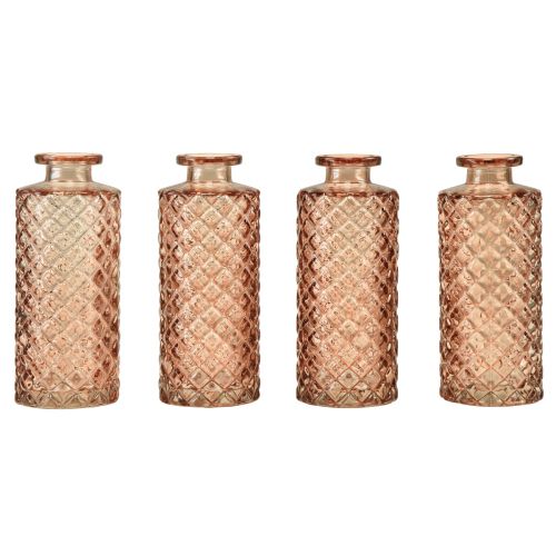 Floristik24 Mini vaso in vetro aspetto cristallo di diamante marrone H13,5 cm 4 pezzi