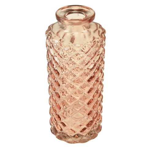 Floristik24 Mini vaso in vetro aspetto cristallo di diamante marrone H13,5 cm 4 pezzi