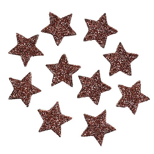 Floristik24 Mini stella glitterata per stendere 2,5 cm marrone 48 pezzi