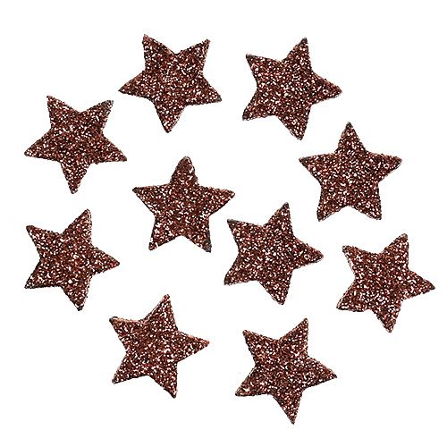 Floristik24 Mini stella glitterata per spolverare marrone 2,5 cm 48 pz