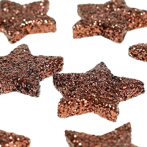 Prodotto Mini stella glitterata per stendere 2,5 cm marrone 48 pezzi