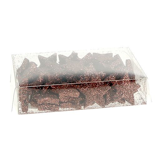 Floristik24 Mini stella glitterata per spolverare marrone 2,5 cm 48 pz