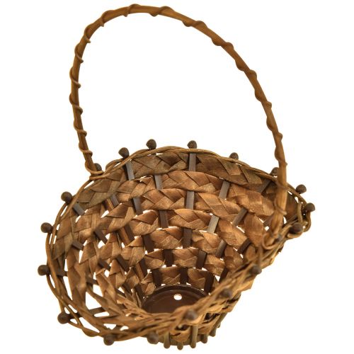 Prodotto Mini cestino con manico cestino in vimini manico cestino marrone 15×11cm