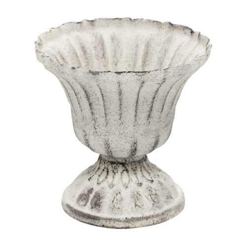 Mini Vaso Coppa Calice in metallo Bianco Grigio Antico Ø8cm H8cm