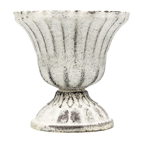 Floristik24 Mini Vaso Coppa Calice in metallo Bianco Grigio Antico Ø8cm H8cm