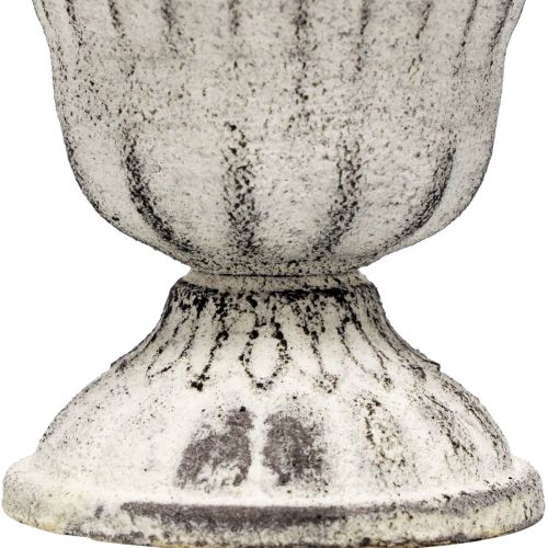 Floristik24 Mini Vaso Coppa Calice in metallo Bianco Grigio Antico Ø8cm H8cm