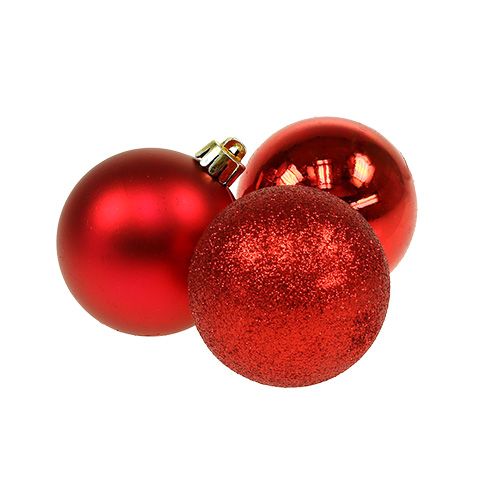 Floristik24 Mini pallina di Natale rossa Ø3cm 14pz