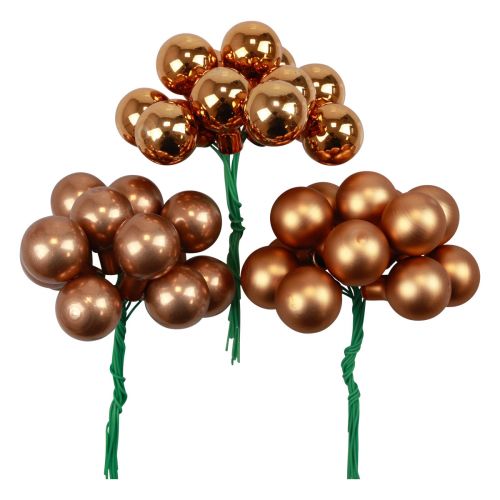 Floristik24 Mini palline di Natale su filo di vetro arancio Ø2cm 140pz