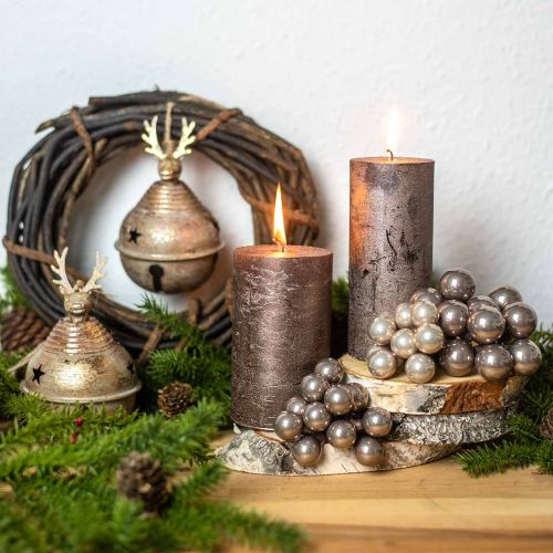 Floristik24 Mini pallina di Natale crema, vetro bacche specchio grigio Ø20mm 140p