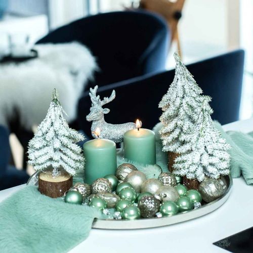 Floristik24 Mini palline di Natale in vetro verde lucido/opaco Ø2,5cm 24 pz