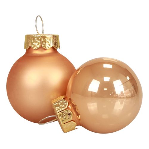 Prodotto Mini palline di Natale in vetro albicocca lucido/opaco Ø2,5cm 20 pz