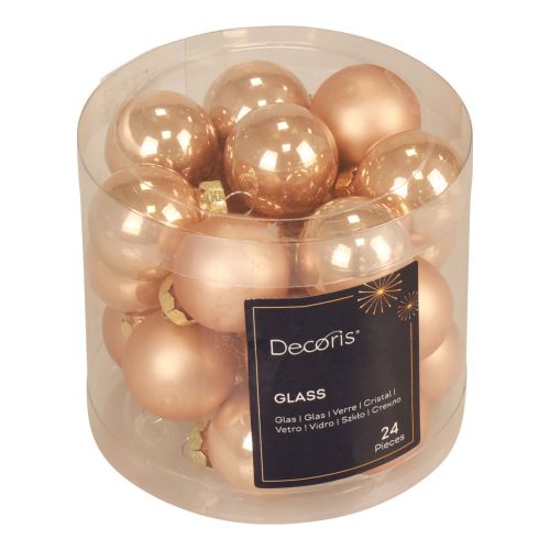 Prodotto Mini palline di Natale in vetro albicocca lucido/opaco Ø2,5cm 20 pz