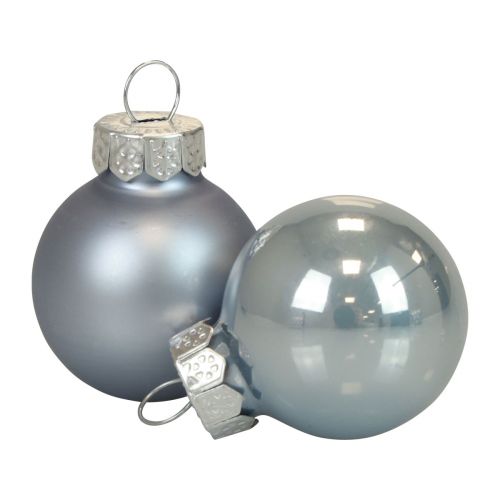 Floristik24 Mini palline di Natale in vetro blu opaco/lucido Ø2,5cm 20 pz