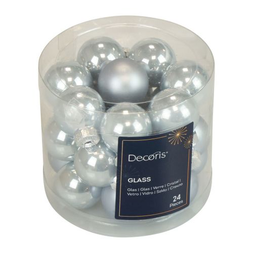 Floristik24 Mini palline di Natale in vetro blu opaco/lucido Ø2,5cm 20 pz