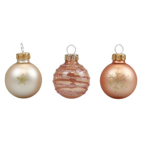 Floristik24 Mini palline di Natale palline di vetro crema rame Ø3cm 9pz