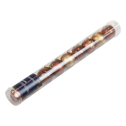 Floristik24 Mini palline di Natale in vetro palline di vetro marrone oro Ø3cm 9pz
