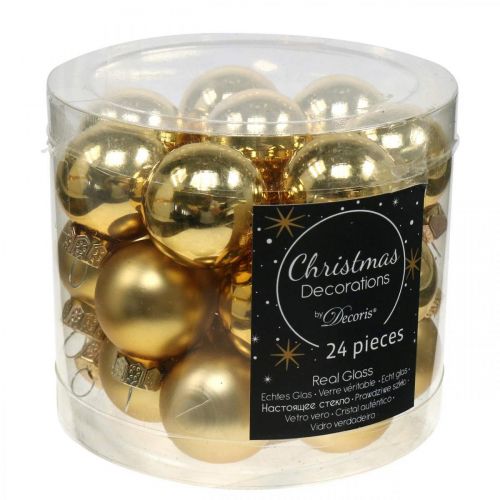 Prodotto Mini palline di Natale in vetro oro Ø2,5 cm 24 pz