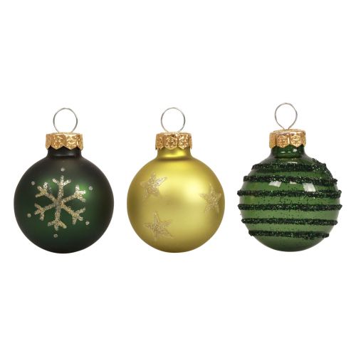 Floristik24 Mini palline di Natale in vetro verde oro palline di vetro Ø3cm 9pz