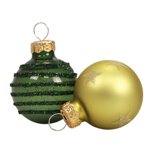 Floristik24 Mini palline di Natale in vetro verde oro palline di vetro Ø3cm 9pz