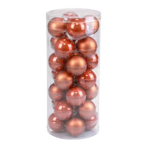 Floristik24 Mini palline di Natale in vetro palline di vetro rosso-marrone Ø4cm 24 pz
