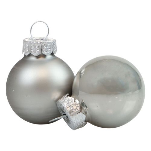 Floristik24 Mini palline di Natale in vetro argento lucido/opaco Ø2,5cm 20 pz
