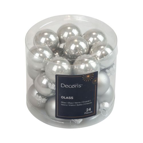Floristik24 Mini palline di Natale in vetro argento lucido/opaco Ø2,5cm 20 pz