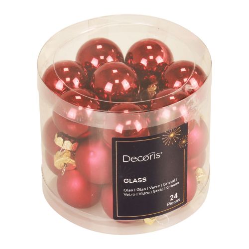 Floristik24 Mini palline di Natale rosse opache/lucide Ø2,5 cm 20 pz