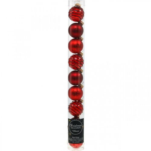 Prodotto Mini palline di Natale rosse in vero vetro Ø3cm 9 pz