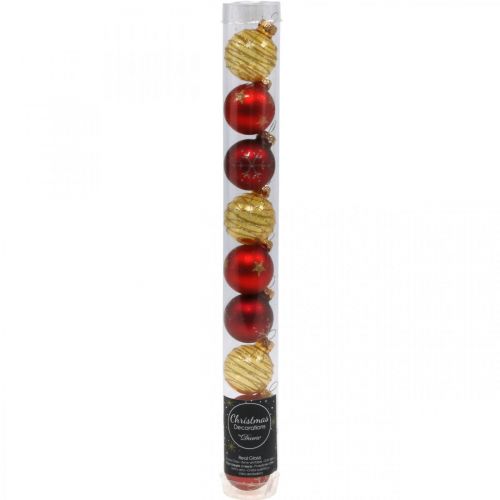 Floristik24 Mini palline di Natale rosso/giallo mix vero vetro Ø3cm 9pz