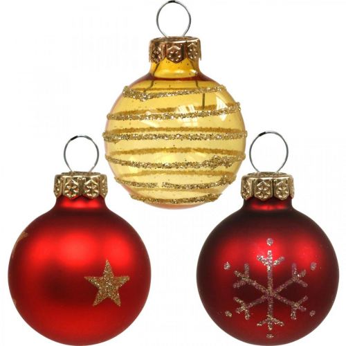 Mini palline di Natale rosso/giallo mix vero vetro Ø3cm 9pz