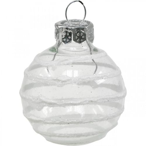Prodotto Mini palline di Natale bianche, argento vero vetro Ø3cm 9pz