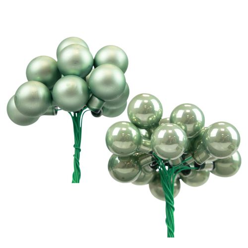 Mini palline di Natale su filo di vetro verde Ø2,5 cm 140p