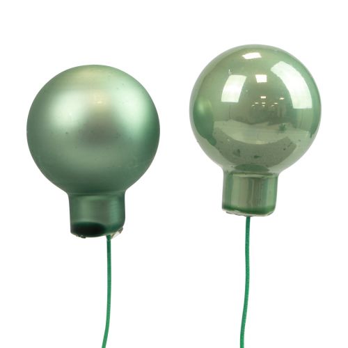 Mini palline di Natale su filo di vetro verde Ø2,5 cm 140p