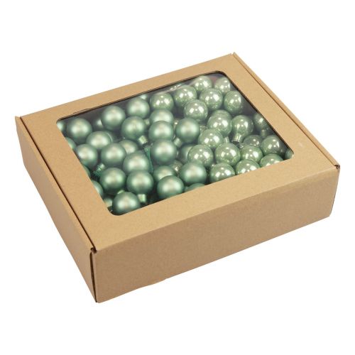Floristik24 Mini palline di Natale su filo di vetro verde Ø2,5cm 140pz