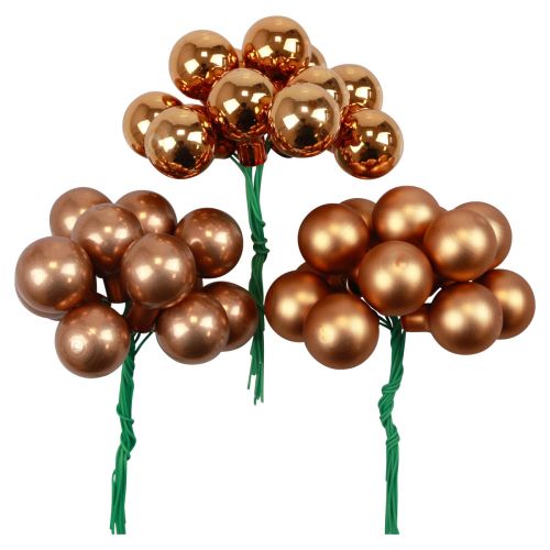 Floristik24 Mini palline di Natale su filo di vetro arancione Ø2,5cm 140 pz