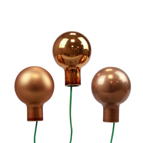 Floristik24 Mini palline di Natale su filo di vetro arancione Ø2,5cm 140 pz