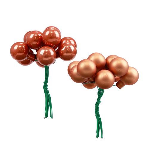Floristik24 Mini palline di Natale su filo vetro rosso arancio Ø2cm 140 pz