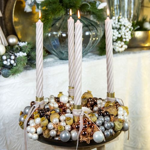Prodotto Mini palline di Natale su filo vetro crema grigio Ø2cm 140 pz