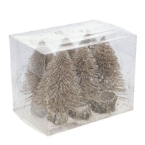 Floristik24 Mini albero di Natale oro con glitter 6pz