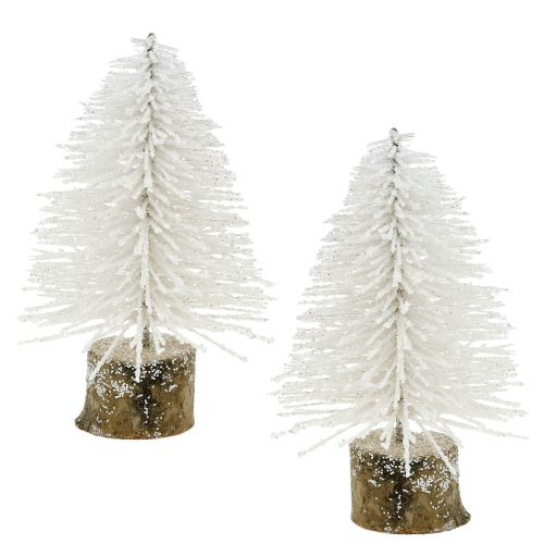 Floristik24 Mini albero di Natale bianco glitter 6pz