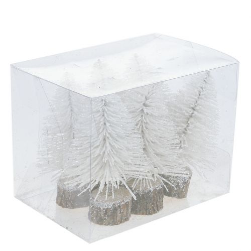 Floristik24 Mini albero di Natale bianco glitter 6pz