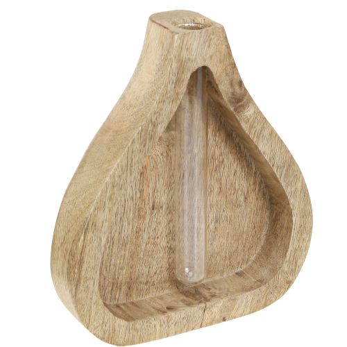 Prodotto Mini vaso provetta in vetro trasparente decorazione legno naturale H17cm 2 pezzi