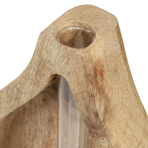Prodotto Mini vaso provetta in vetro trasparente decorazione legno naturale H17cm 2 pezzi