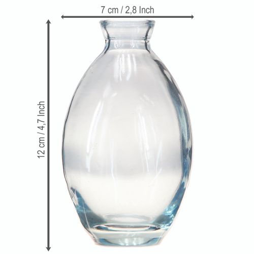 Prodotto Mini vasi bulbosi decorativi in vetro colorato blu H12cm 6 pezzi